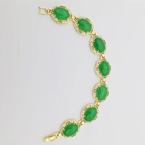 Green and Gold Jade Bracelet